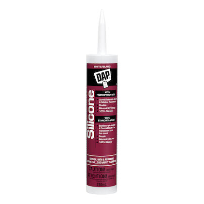 DAP 100% Silicone Kitchen & Bath Sealant, White, 290 mL cartridge