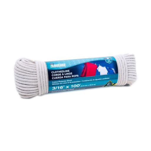 KingCord 3/16 in. x 100 ft. Cotton and Polyester Diamond Braid Clothesline