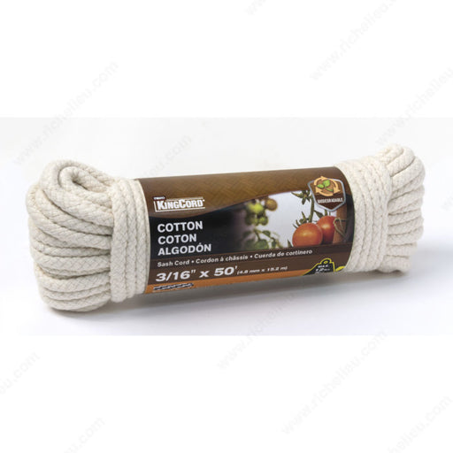 KingCord - 9/64" x 48' Smooth Braided Cotton Rope - 343981BG