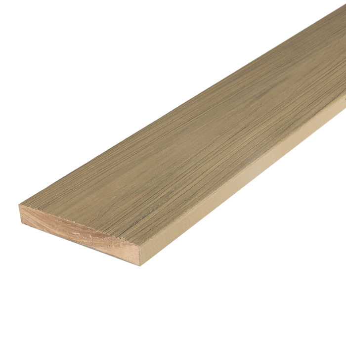 Deckorators Summit composite deck board, Cliffside, solid profile close-up