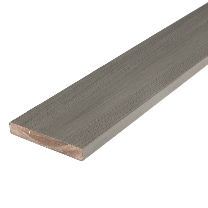 Deckorators Summit composite deck board, Glacier, solid profile close-up