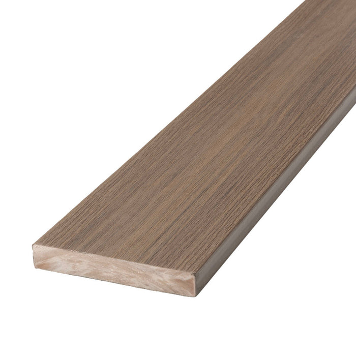 Deckorators Voyage composite deck board, Khaya, solid profile close-up