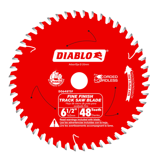 Diablo D0648TSF 6-1/2" x 48-Teeth Track Saw Blade for Fine Finish and Plywood