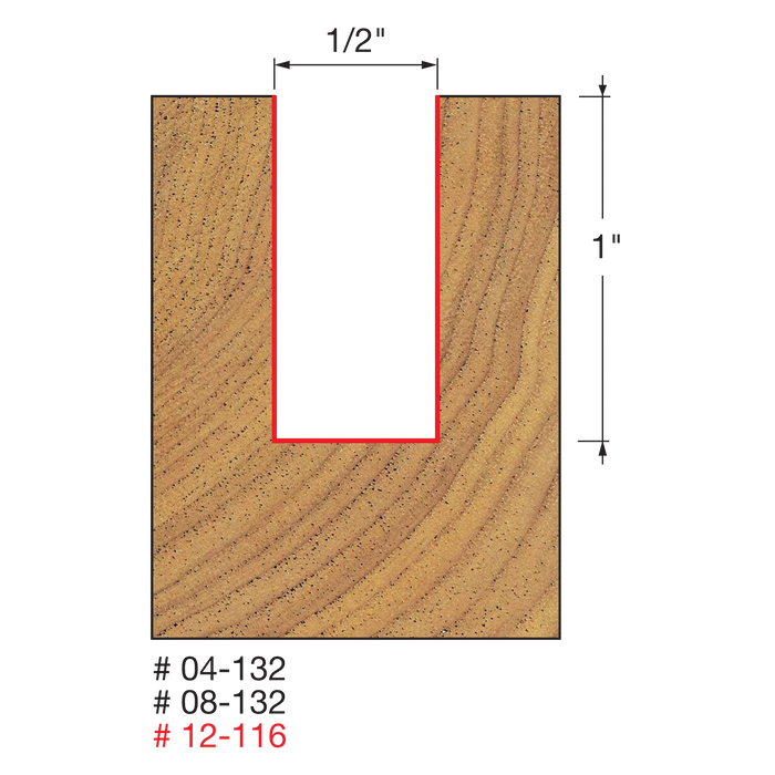 1/2" (Dia.) Double Flute Straight Bit