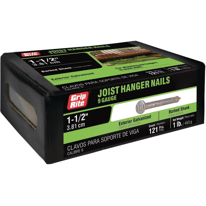 1-1/2 in. galvanized joist hanger nails, 1 lb box (Grip-Rite pack shown)