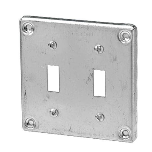 Iberville 8367 4 in. square steel surface cover for two toggle switches