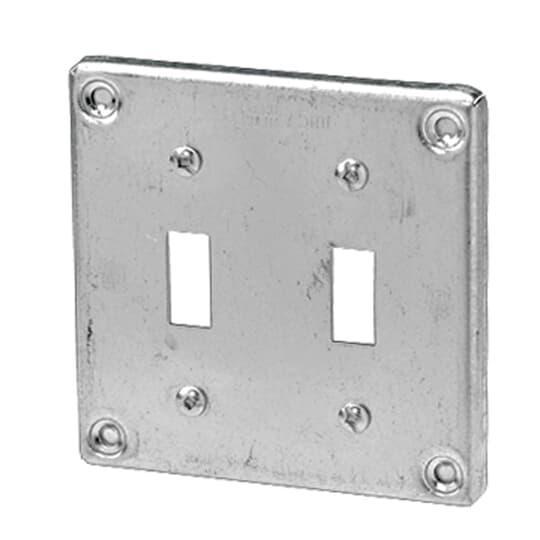 Iberville 8367 4 in. square steel surface cover for two toggle switches