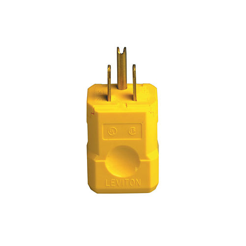 Leviton 5256-VY yellow 15A 125V straight blade plug