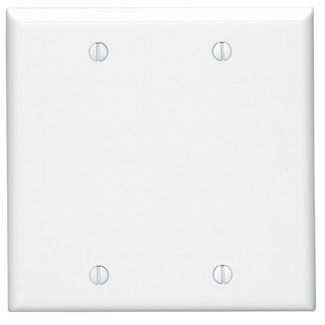 Leviton 88025 white 2-gang blank wallplate