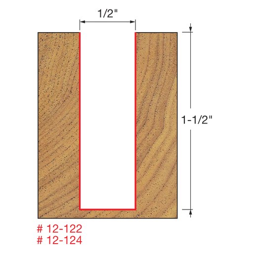 1/2" (Dia.) Double Flute Straight Bit (Eclipse Grind)