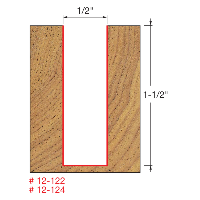 1/2" (Dia.) Double Flute Straight Bit (Eclipse Grind)