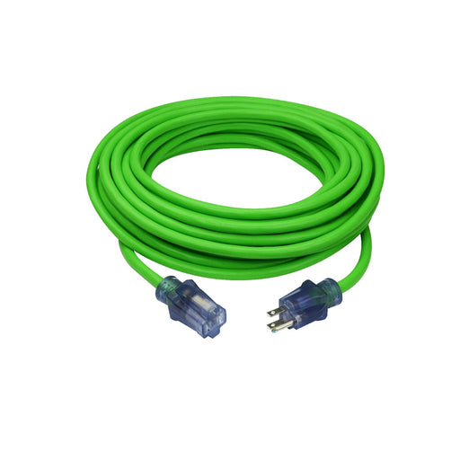 Prime Wire Neon Flex NS512830 50 ft. green extension cord out of package