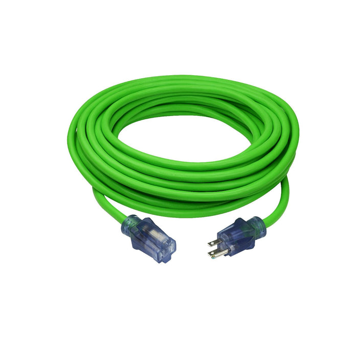 Prime Wire Neon Flex NS512830 50 ft. green extension cord out of package
