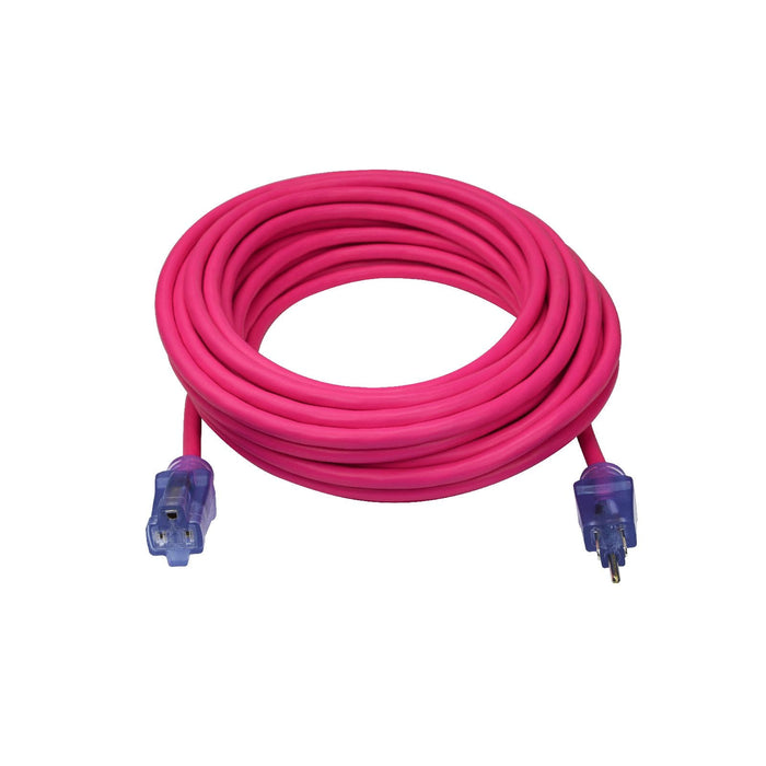 Prime Wire Neon Flex NS513830 50 ft. pink extension cord out of package