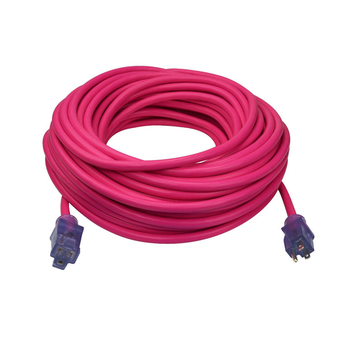 Prime Wire Neon Flex NS513835 100 ft. pink extension cord out of package