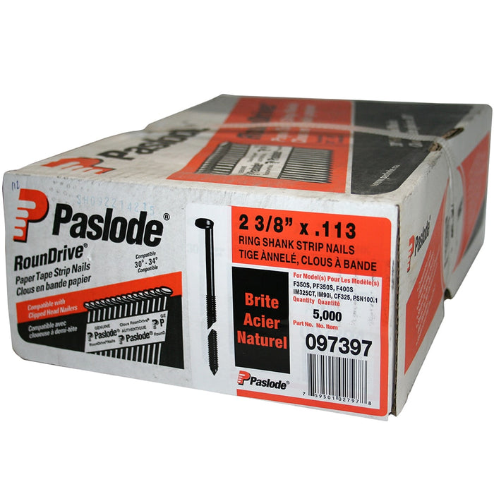 Paslode 097397 2-3/8 in. x 0.113 in. 30-degree ring shank framing nails, 5,000 count box