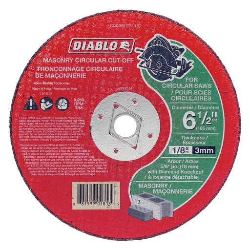 Diablo 6-1/2 in. masonry cut-off disc, model CDD065125L01C
