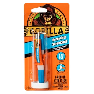 Gorilla Super Glue single-use tubes, 3 g, 2 pack