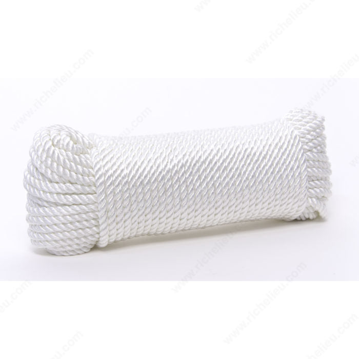 King Cord - 1/4" x 100' White Twisted Polyester Rope - 308121BGV
