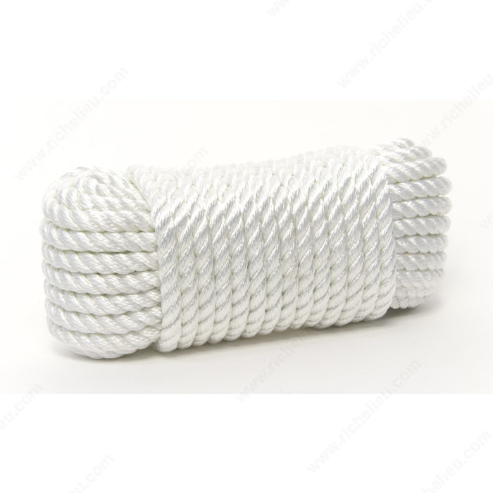 King Cord - 3/8" x 50' White Twisted Polyester Rope - 303131BGV1