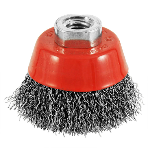 Crimped wire cup brush, 2-1/2 in., 5/8"-11 threaded arbor