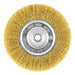 Crimped brass wire wheel for bench grinders, 6 in., 5/8 in. to 1/2 in. arbor