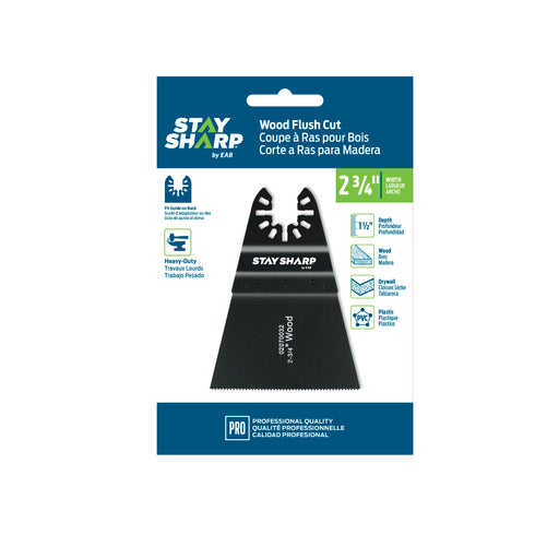 Stay Sharp® Pro 2-3/4" HCS Flush Cut Oscillating Blade (Wood), EAB 2070032