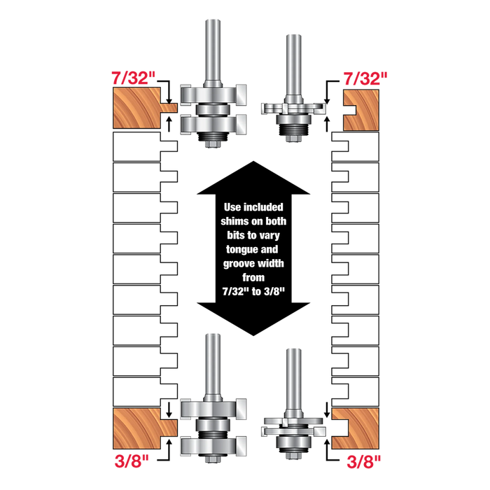 Freud 99-036 1-3/4" (Dia.) Adjustable Tongue & Groove Bit Set Router Bit Set