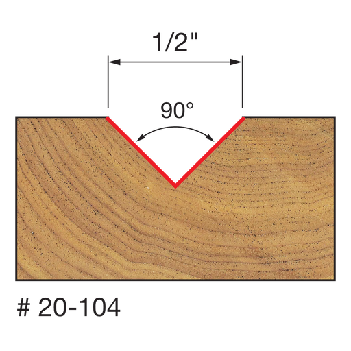 Freud 1/2" (Dia.) 90° V Grooving Router Bit