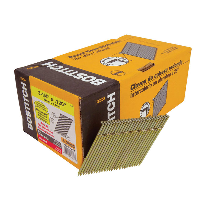 Bostitch S12DGAL-FH 28-degree galvanized framing nails, 3-1/4 in.
