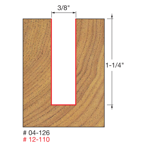 3/8" (Dia.) Double Flute Straight Bit (Eclipse Grind)