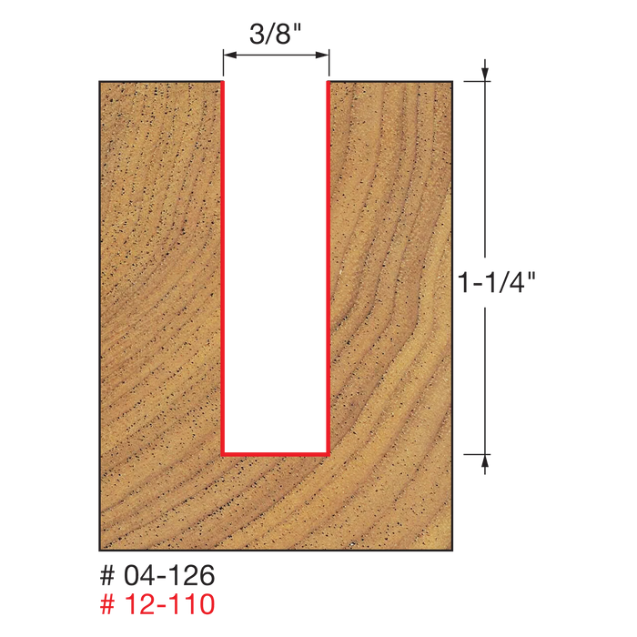 3/8" (Dia.) Double Flute Straight Bit (Eclipse Grind)