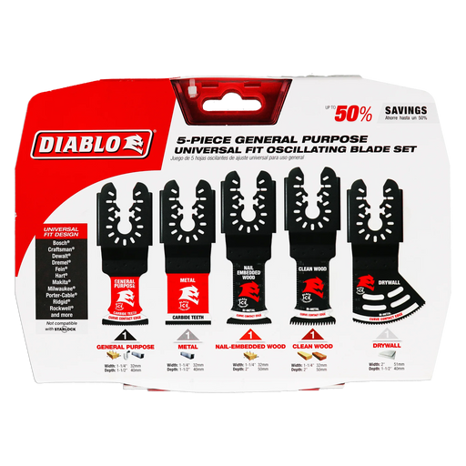 Diablo DOU5S Universal Fit General Purpose Oscillating Blade Set (5-pc) in Packaging