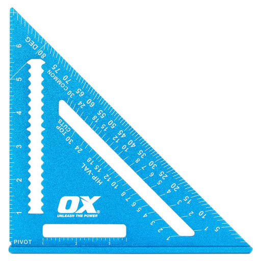 OX Pro 7 in. aluminium rafter square with white laser-etched markings