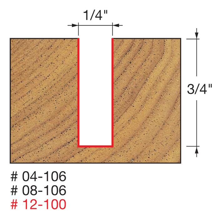 1/4" (Dia.) Double Flute Straight Bit